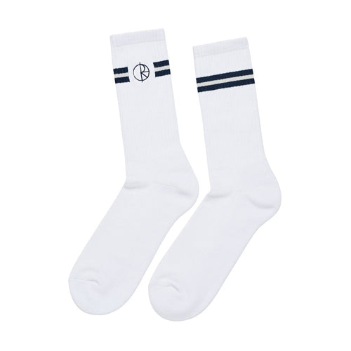 Polar Skate Co Stroke Logo Socks - White/Navy